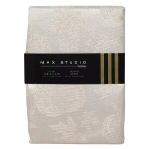 MAX STUDIO 60" x 84" Shimmer Harvest Pumpkin Thanksgiving Tablecloth Champagne